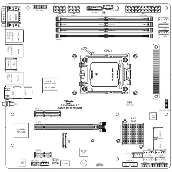 ASRock Rack Mainboard B650D4U-2L2T/BCM Bild 5