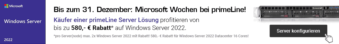 Bis zu 580 € Rabatt auf Windows Server 2022