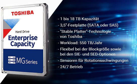 Storage Server mit Toshiba MG Series Enterprise HDDs