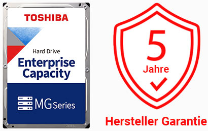 Toshiba MG Series Enterprise Capacity Hard Drives mit 5 Jahren Hersteller Garantie