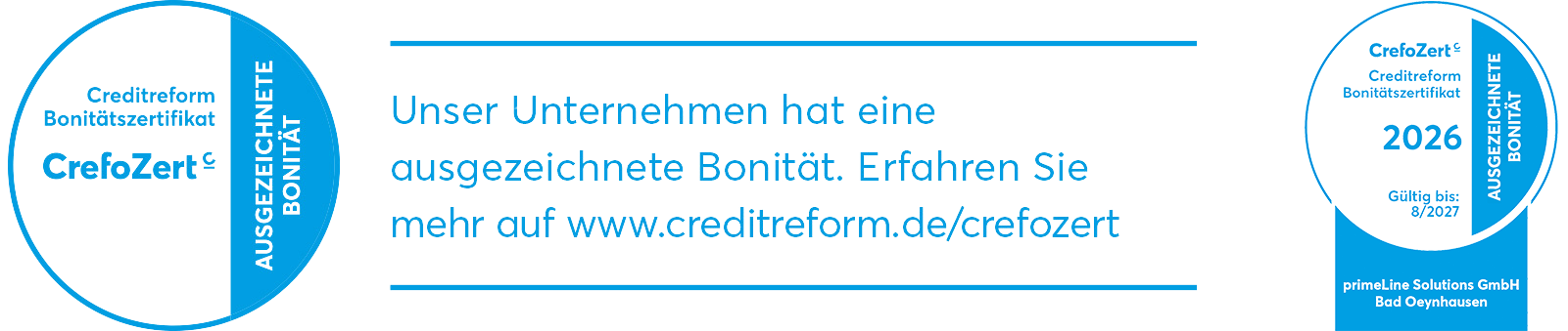 primeLine Solutions GmbH - CrefoZert Bonitätszertifikat 2026