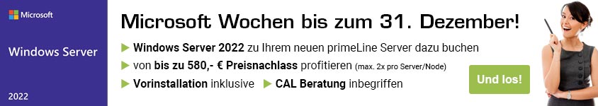 Microsoft Wochen bei primeLine: Profitieren Sie von bis zu 580 Euro Preisnachlass auf Windows Server 2022