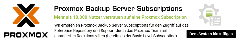 Jetzt Proxmox Backup Server Subscriptions buchen
