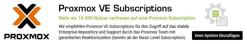 Jetzt Proxmox VE Subscriptions buchen