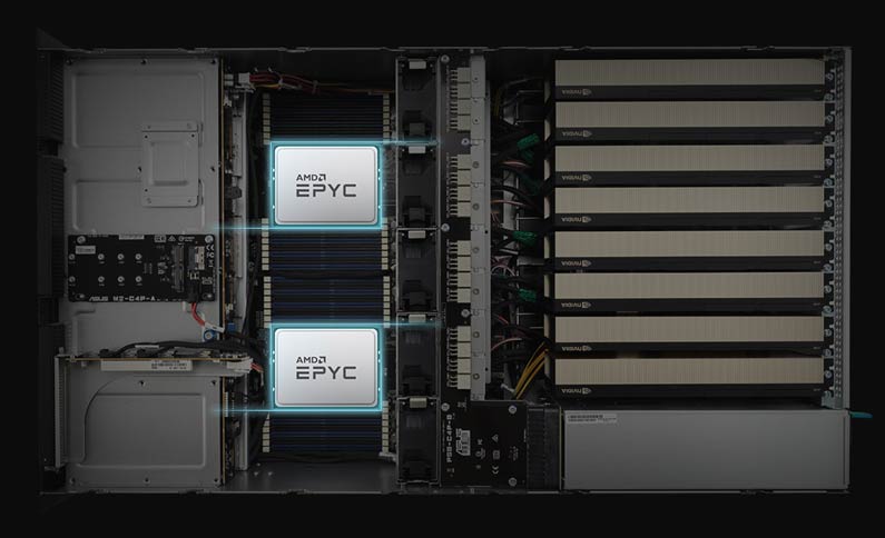 ASUS ESC8000A-E11 GPU RTX Server mit AMD EPYC Prozessoren